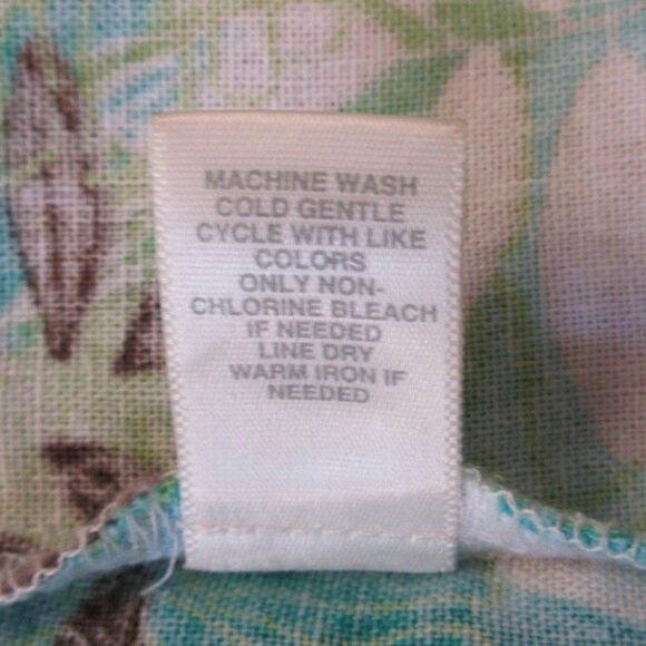 CHRISTOPHER & BANKS Linen Blend Midi Skirt Womens Size 14 Blue Green Leaf Print - Picture 8 of 12